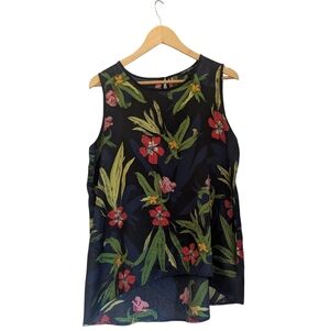 Woman's Mario Serrani Floral Sleeveless Flowy Women's Top-Black/Red- Size Large